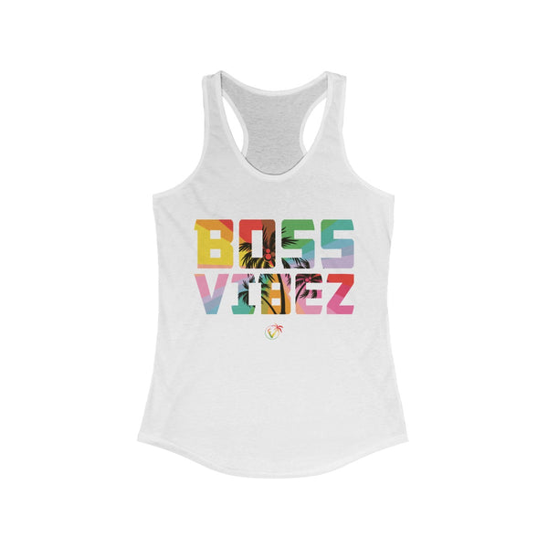 Boss Vibez White Ladies Tank Tops
